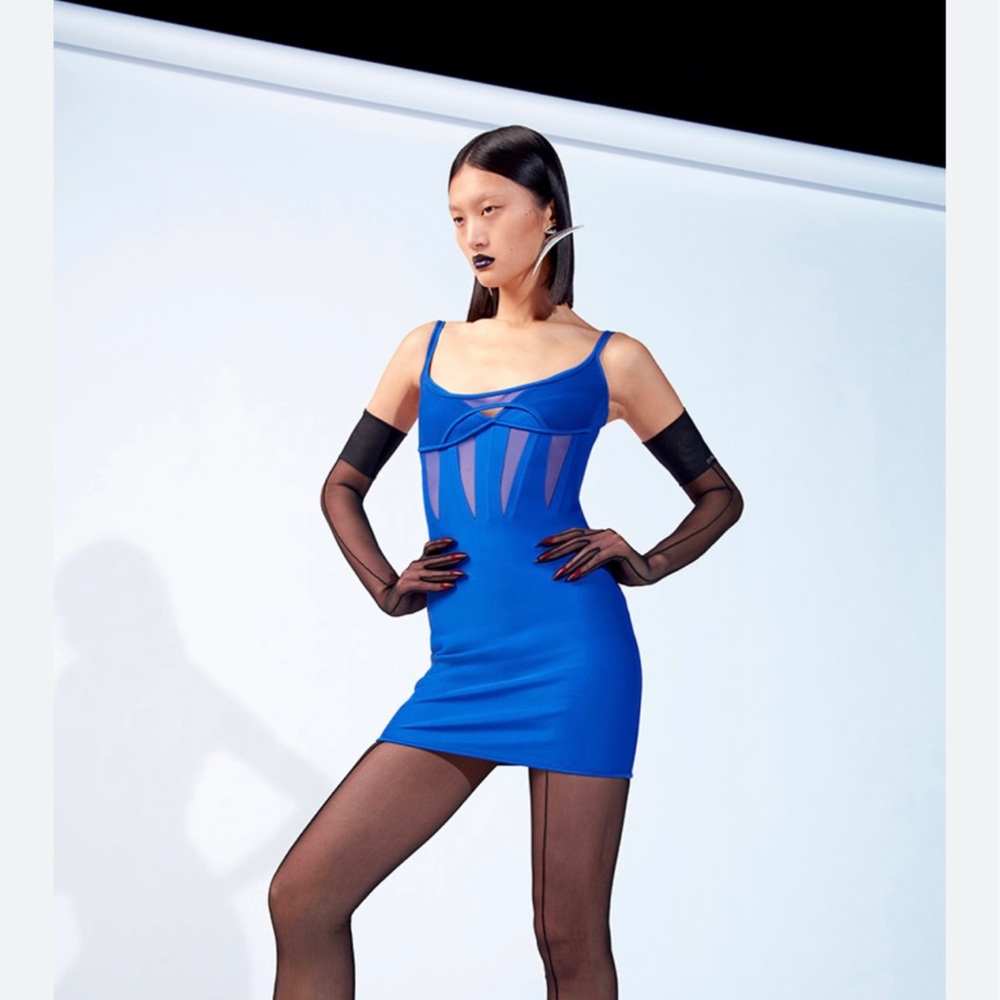 MUGLER X H&M COLLAB BLUE DRESS
